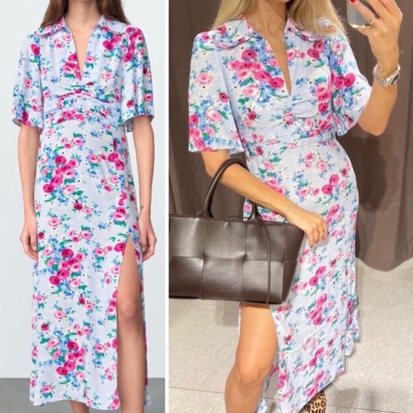 Zara floral midi dress size M - Picture 2 of 15